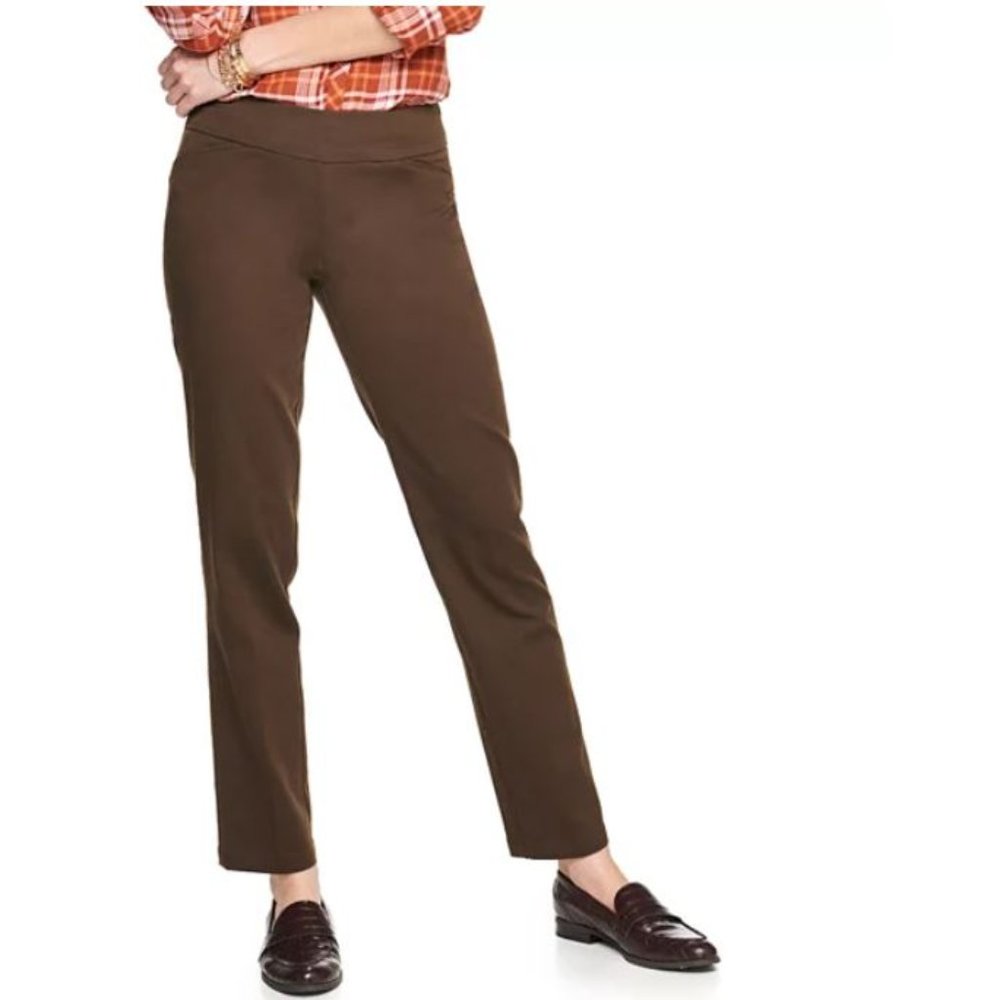 Croft & Barrow Women’s Straight Mid Rise Pants Brown Size 18 Regular